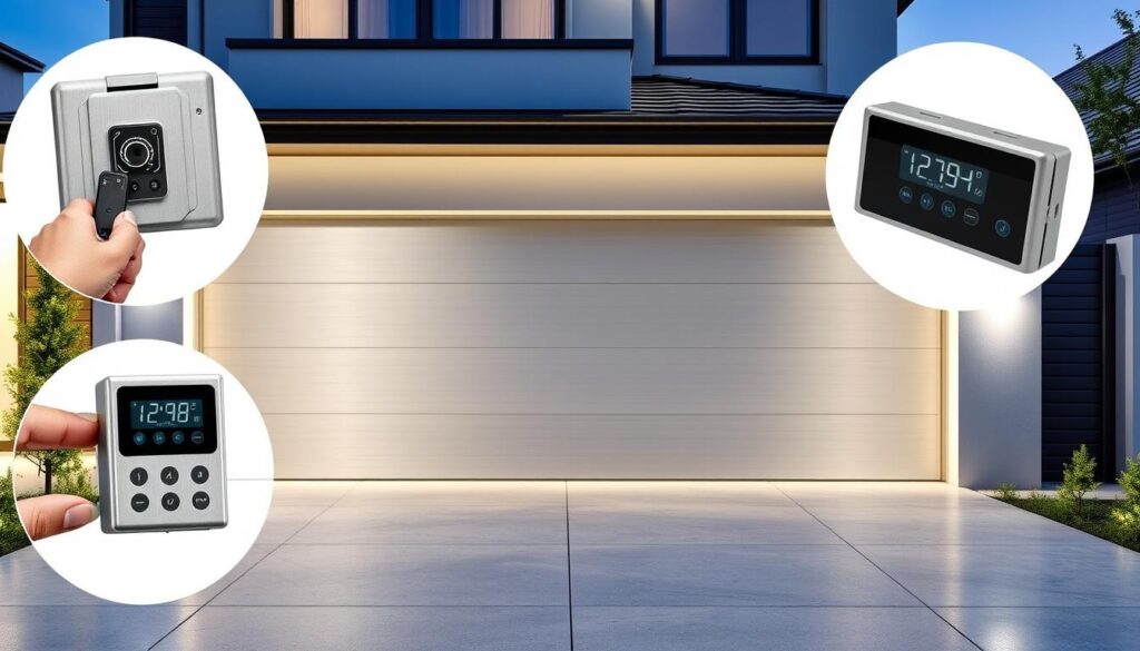 A high-quality, modern remote control gate and garage door combo system, showcased in a well-lit, minimalist setting. The system features a sleek, brushed aluminum housing with intuitive digital controls, seamlessly integrated into the architectural design of a contemporary home. Detailed close-up shots highlight the precision engineering and premium materials, conveying a sense of durability, reliability, and sophisticated automation. The overall composition emphasizes the system's harmonious integration with the property, reflecting the benefits of a combined gate and garage door solution for enhanced security, convenience, and aesthetic appeal. A high-quality, modern remote control gate and garage door combo system, showcased in a well-lit, minimalist setting. The system features a sleek, brushed aluminum housing with intuitive digital controls, seamlessly integrated into the architectural design of a contemporary home. Detailed close-up shots highlight the precision engineering and premium materials, conveying a sense of durability, reliability, and sophisticated automation. The overall composition emphasizes the system's harmonious integration with the property, reflecting the benefits of a combined gate and garage door solution for enhanced security, convenience, and aesthetic appeal.