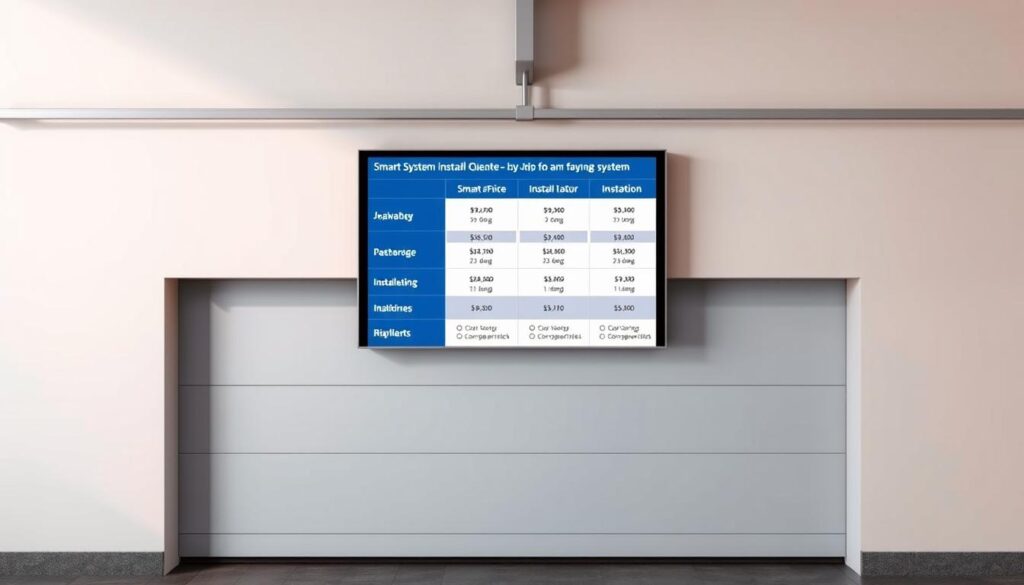A sleek and modern garage door control panel, displaying a comparison of smart system installation quotes on a high-resolution digital display. The panel is set against a minimalist background, with clean lines and neutral tones that emphasize the technology. Warm, directional lighting casts soft shadows, creating depth and highlighting the precision of the interface. The screen presents a clear, easy-to-navigate layout, allowing the user to compare prices, features, and installation options from various service providers in the Johannesburg, Pretoria, and Gauteng regions of South Africa. A sleek and modern garage door control panel, displaying a comparison of smart system installation quotes on a high-resolution digital display. The panel is set against a minimalist background, with clean lines and neutral tones that emphasize the technology. Warm, directional lighting casts soft shadows, creating depth and highlighting the precision of the interface. The screen presents a clear, easy-to-navigate layout, allowing the user to compare prices, features, and installation options from various service providers in the Johannesburg, Pretoria, and Gauteng regions of South Africa.